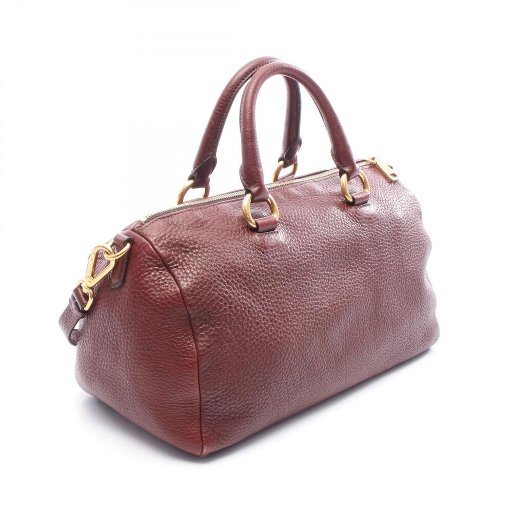 Prada VIT DAINO Leather Tote Bag Brown